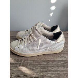 P448 John White Leather Low-Top Sneakers Women’s Size 38 EU 8.0 White Gold